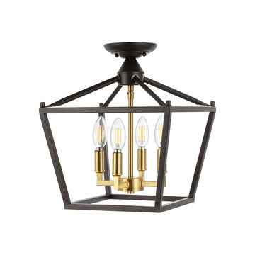 Plains Mini Lantern 12" Iron Modern Farmhouse LED Flush Mount